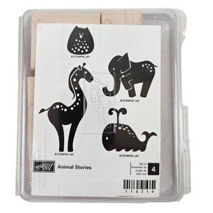 Stampin Up Animal Stories Set Rubber Stamps Wood Mount Scrapbooking Craft